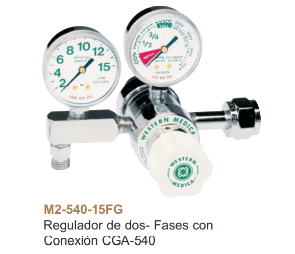 Regulador de oxigeno de 02 relojes Baja Presión